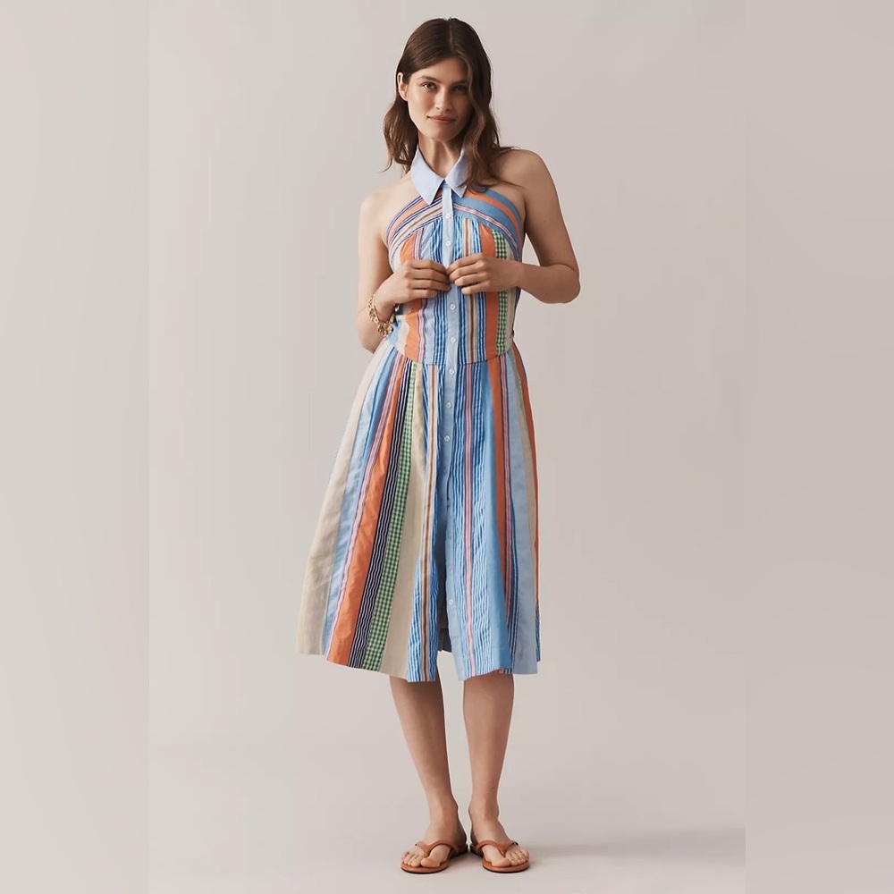 Anthropologie Maeve Collared Halter Shirt Dress Sz M US8 NWT